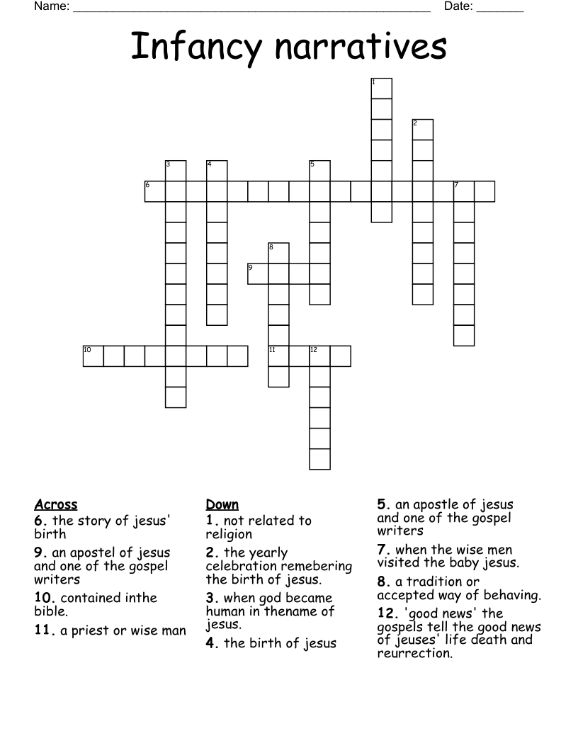 Infancy narratives  Crossword