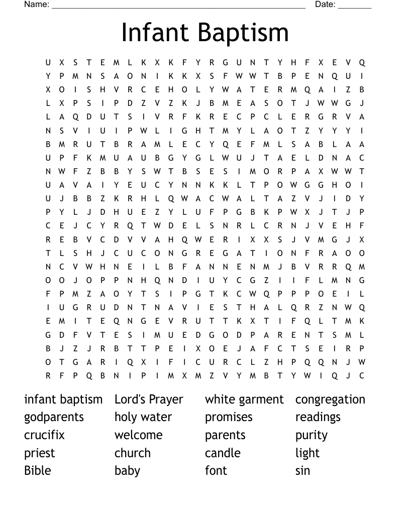 Infant Baptism Word Search