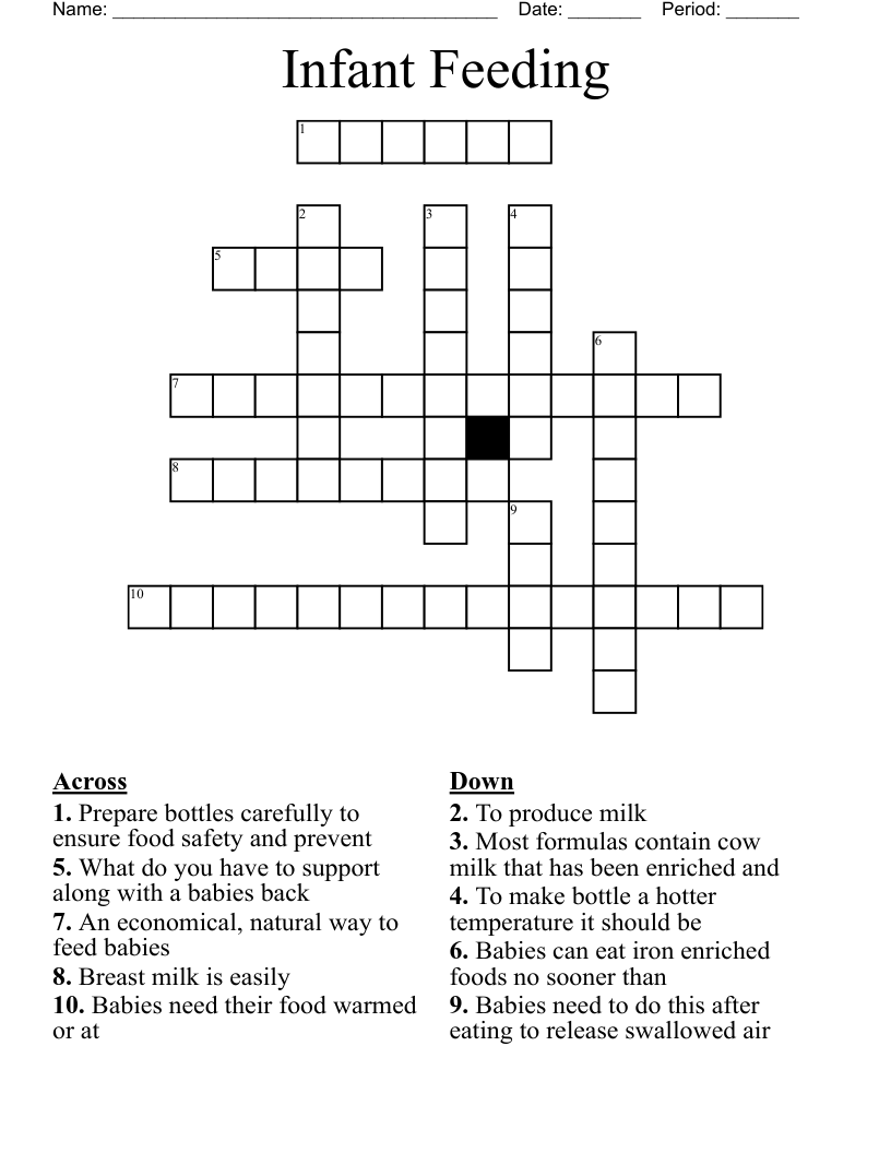 Infant Feeding Crossword
