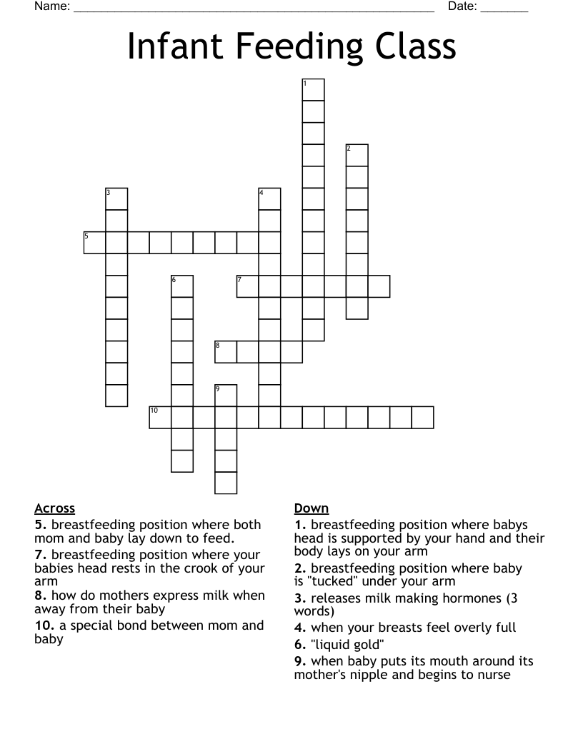 Infant Feeding Class Crossword