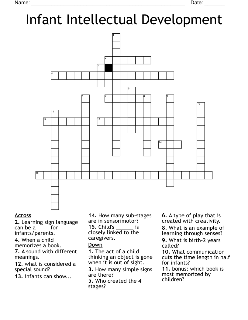 Infant Intellectual Development Crossword
