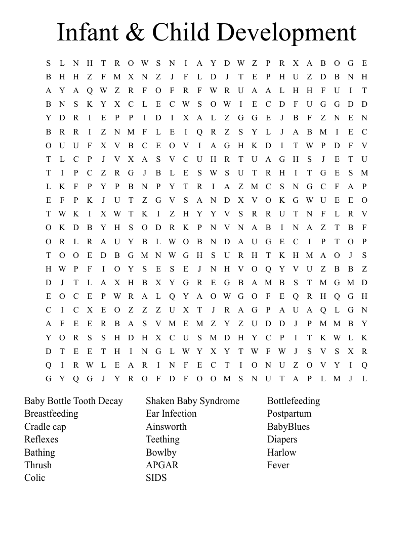 Infant & Child Development Word Search