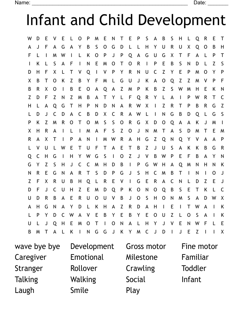 Infant and Child Development Word Search