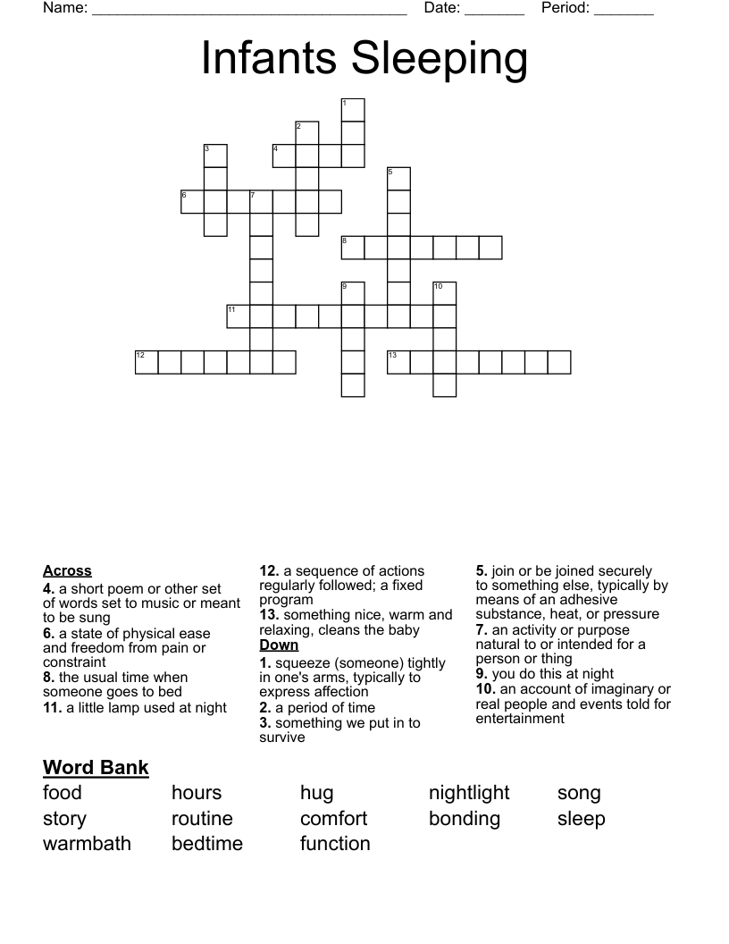 Infants Sleeping  Crossword