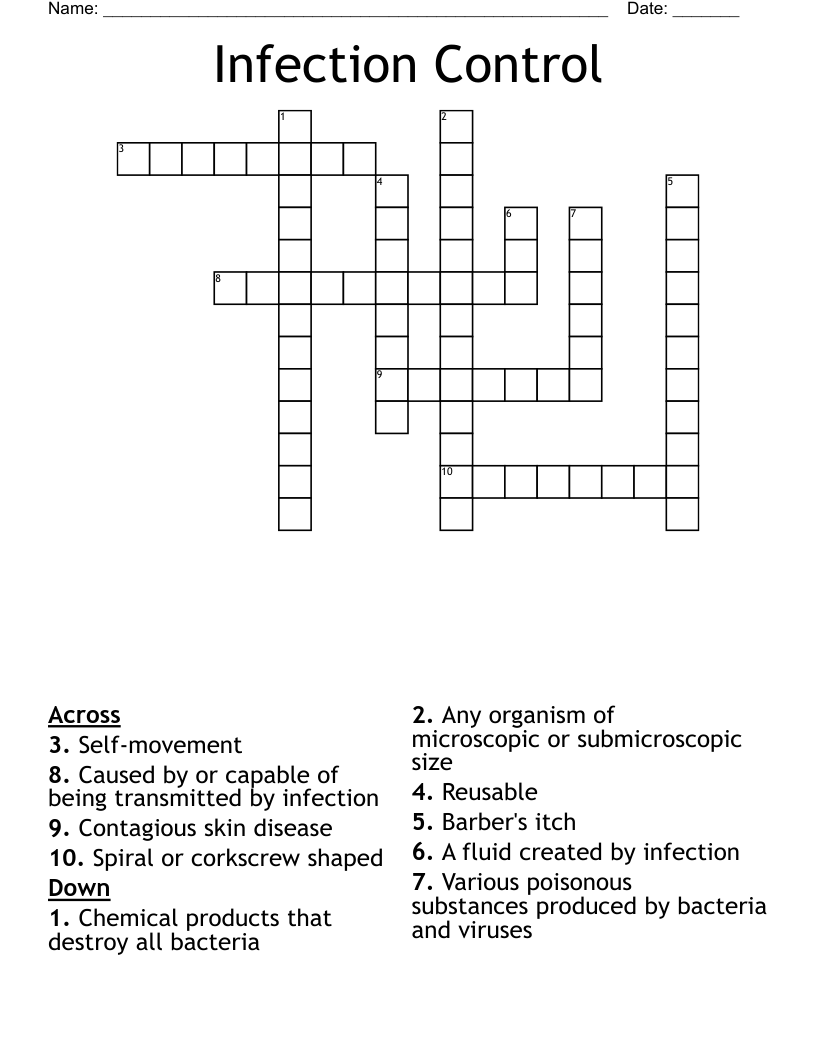 Infection Control Crossword