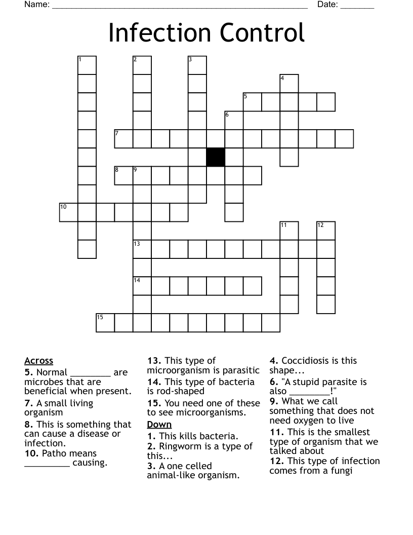 Infection Control Crossword