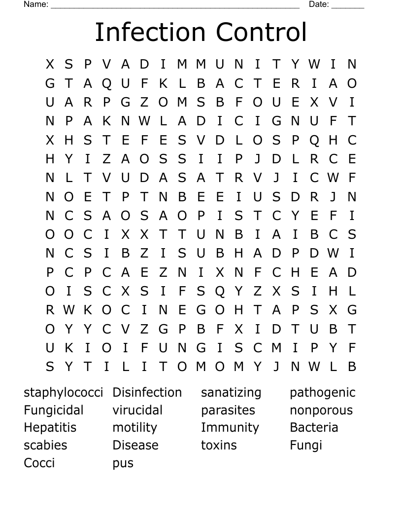 Infection Control Word Search