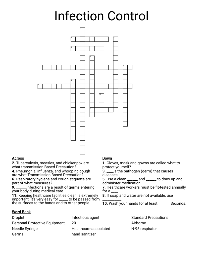 Infection Control Crossword