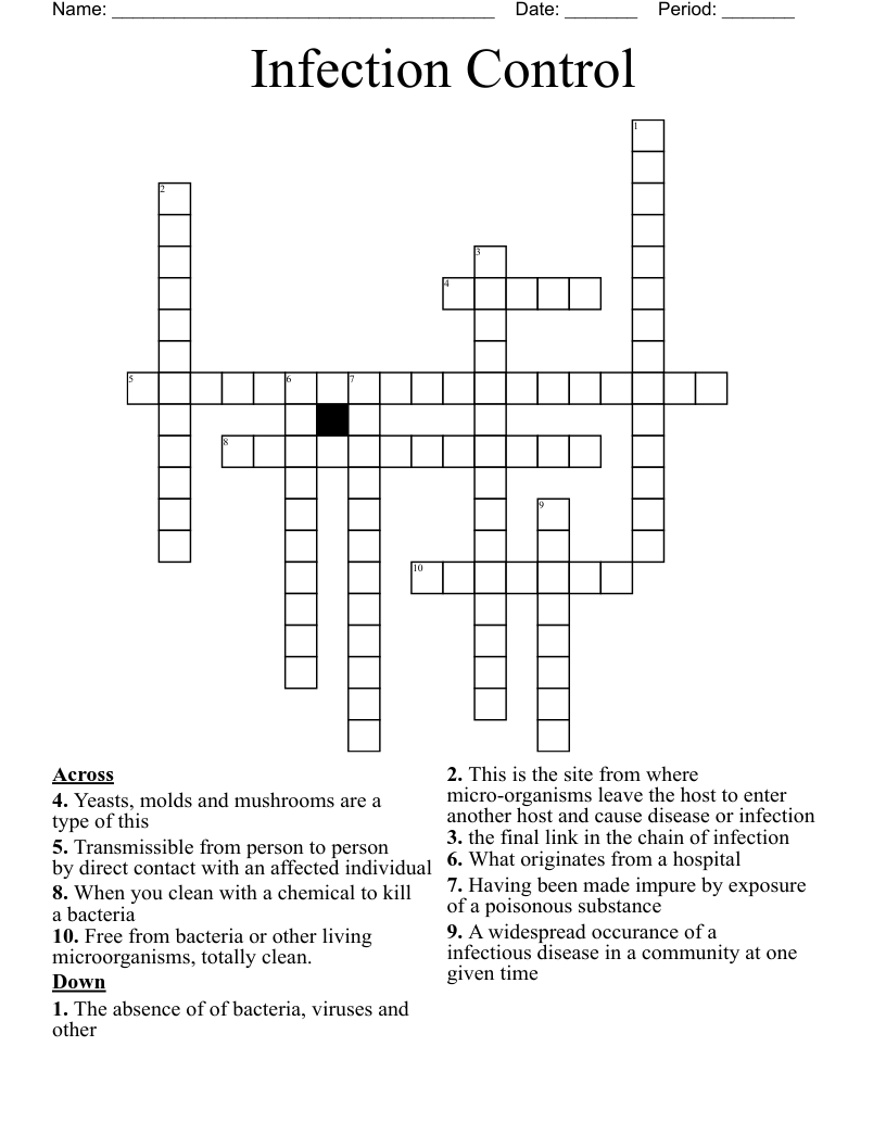 Infection Control Crossword