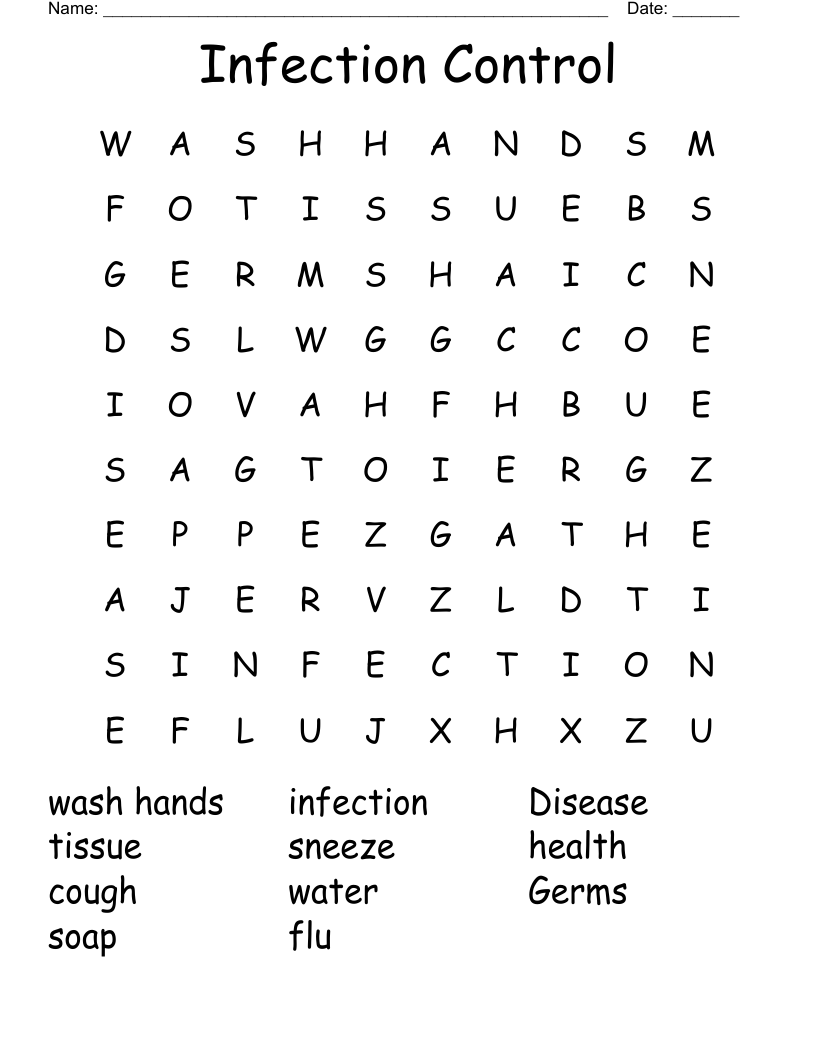 Infection Control Word Search