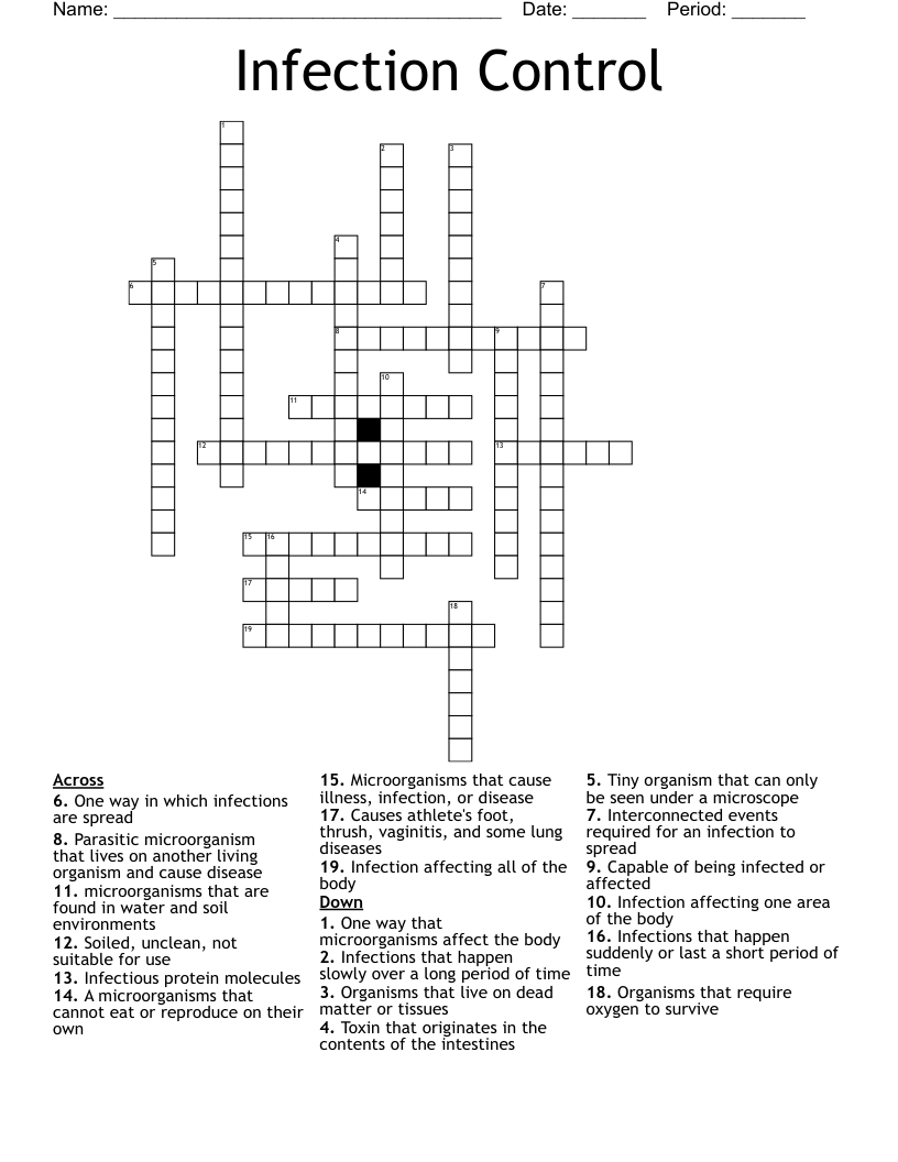 Infection Control Crossword