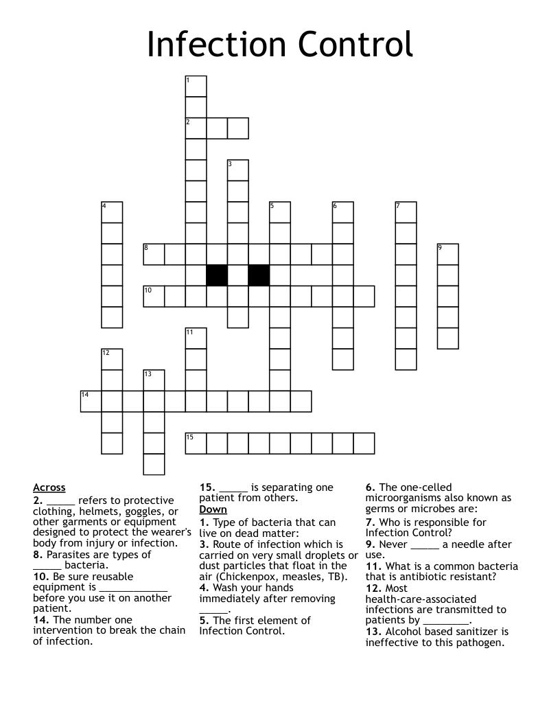 Infection Control Crossword