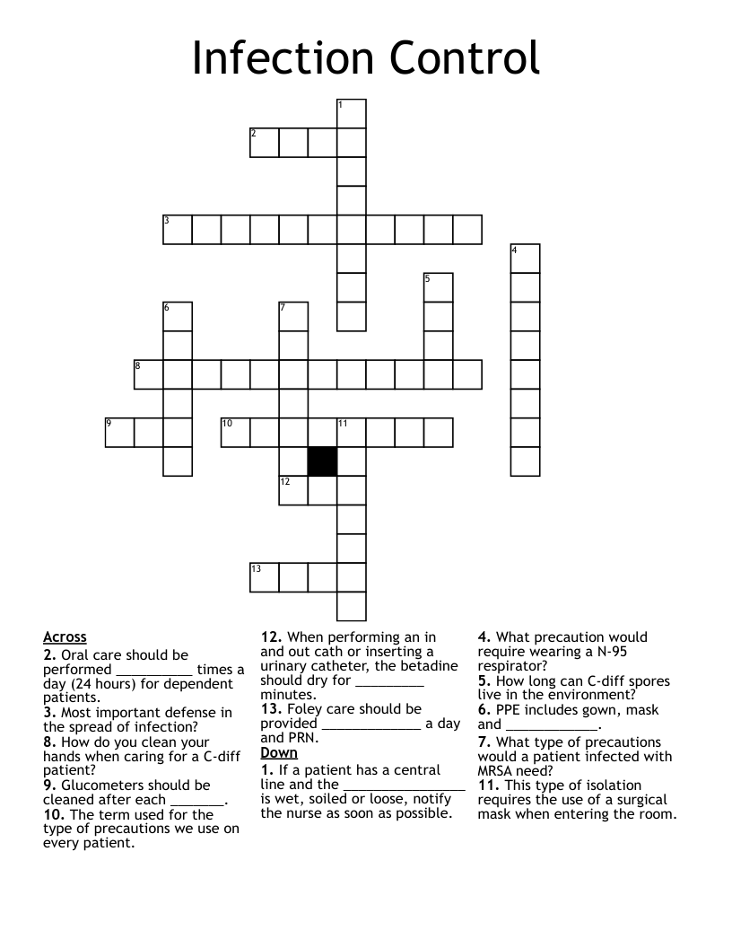 Infection Control  Crossword