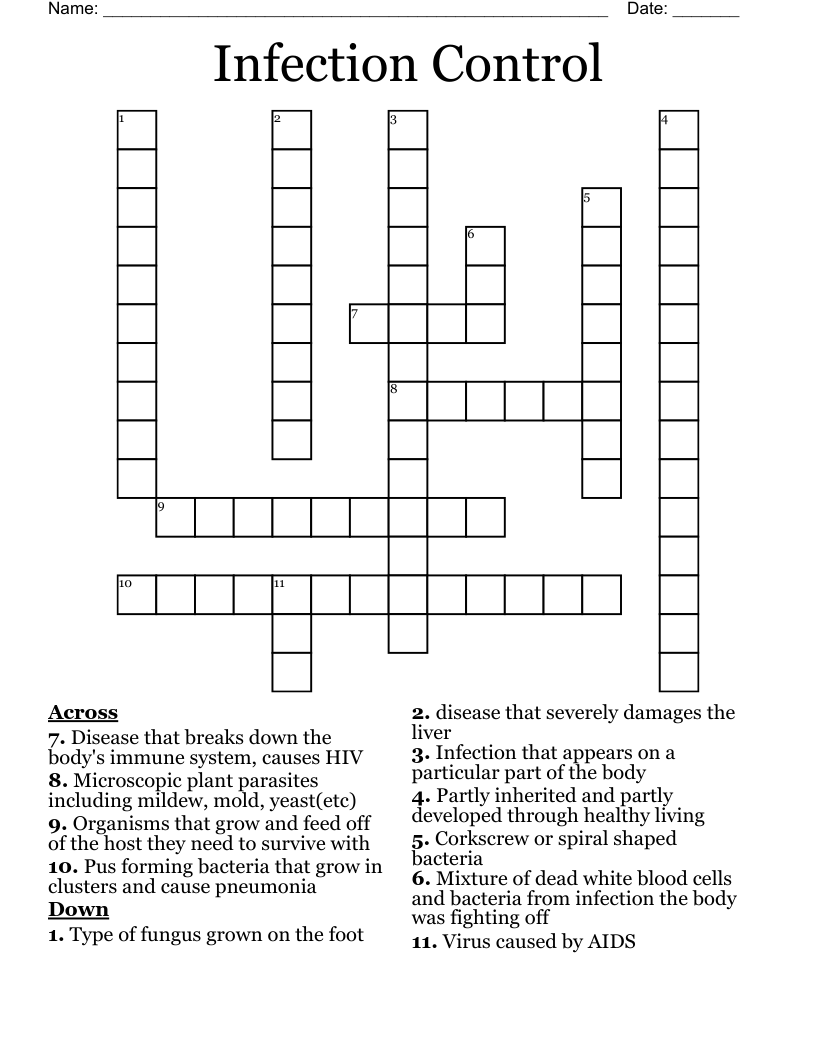 Infection Control  Crossword