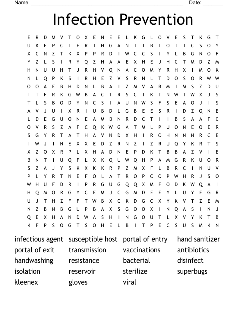 Infection Prevention Word Search