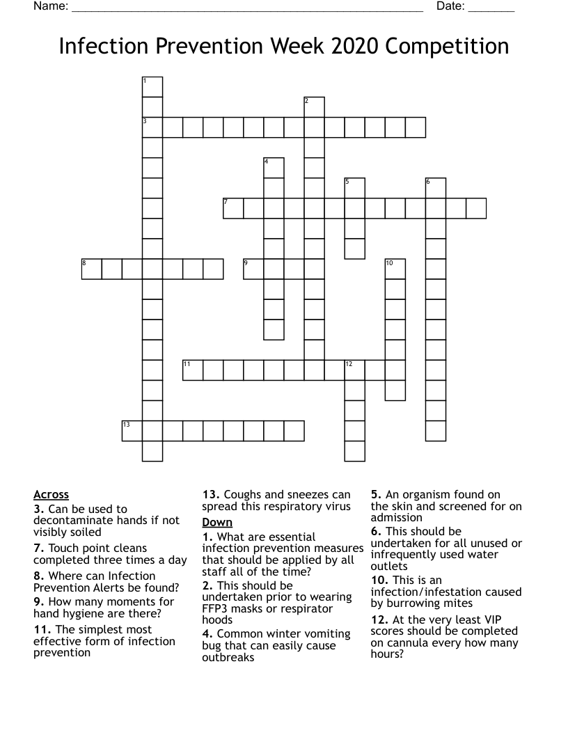 Infection Prevention Week 2020 Competition Crossword