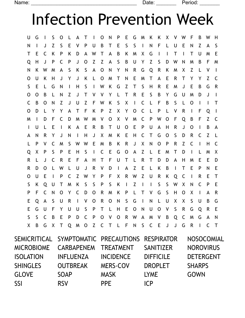 Infection Prevention Week Word Search