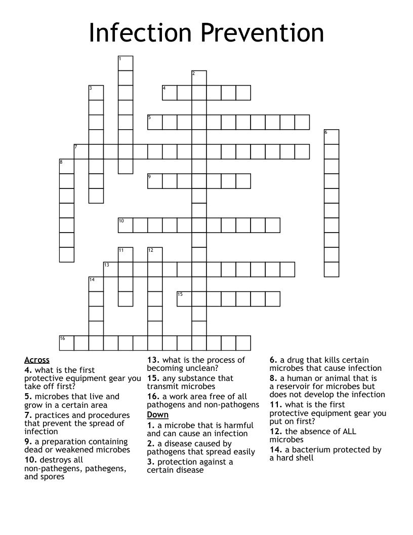 Infection Prevention  Crossword