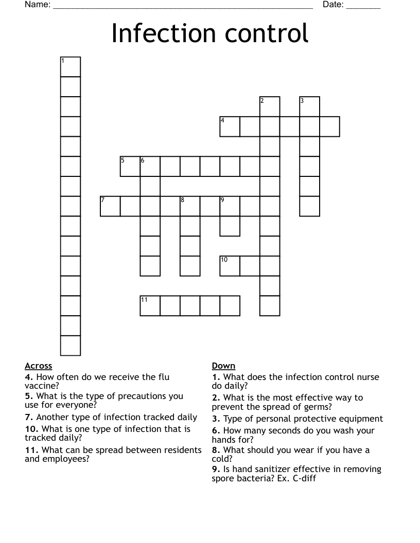 Infection control Crossword