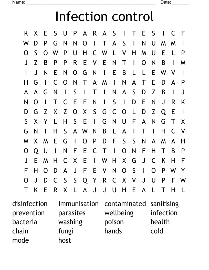 Infection control Word Search
