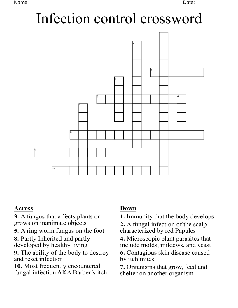 Infection control crossword 