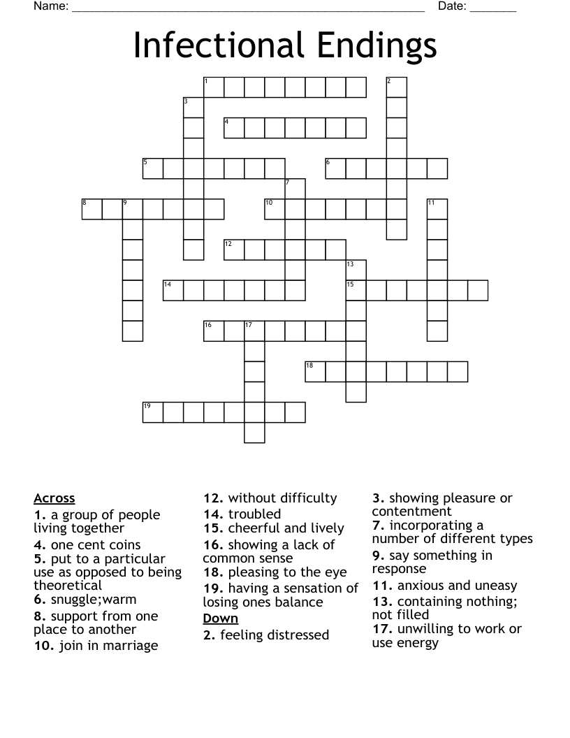 Infectional Endings Crossword