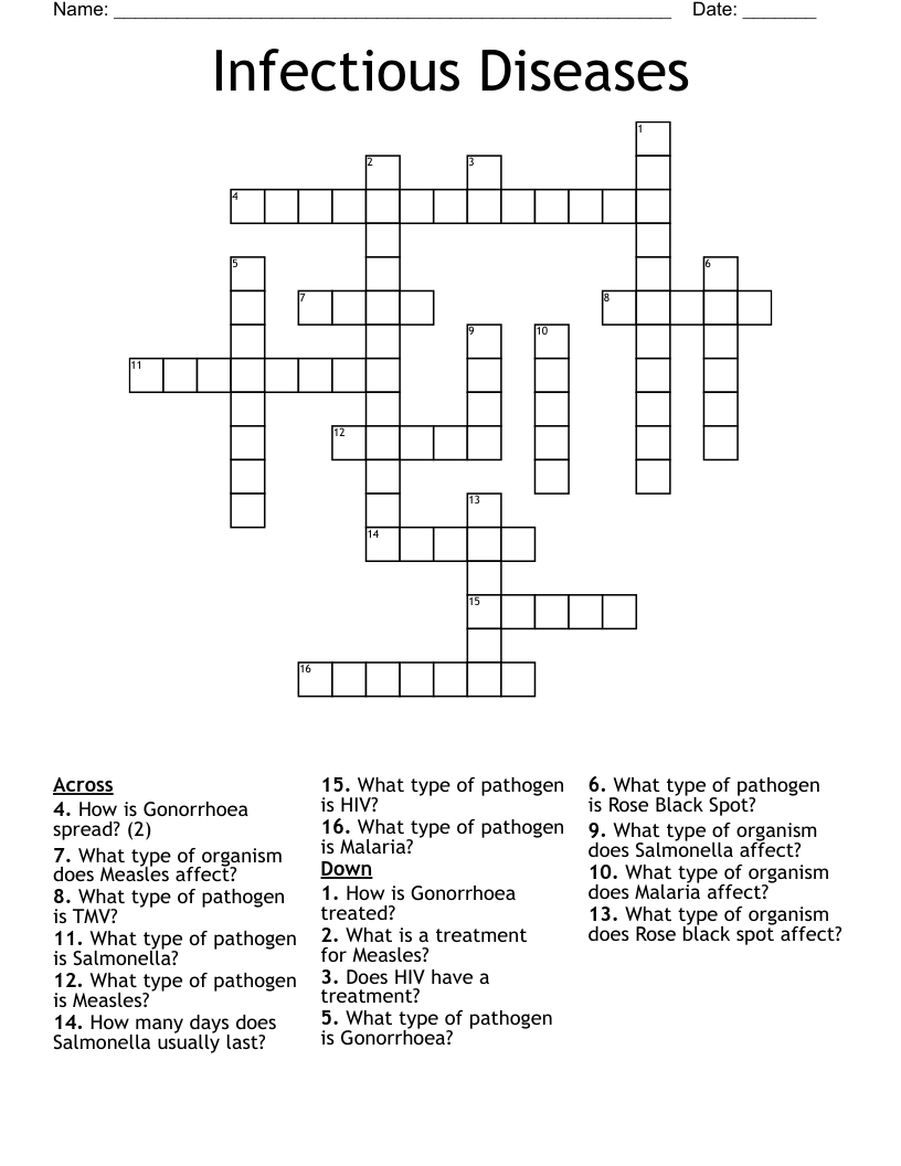 Infectious Diseases Crossword