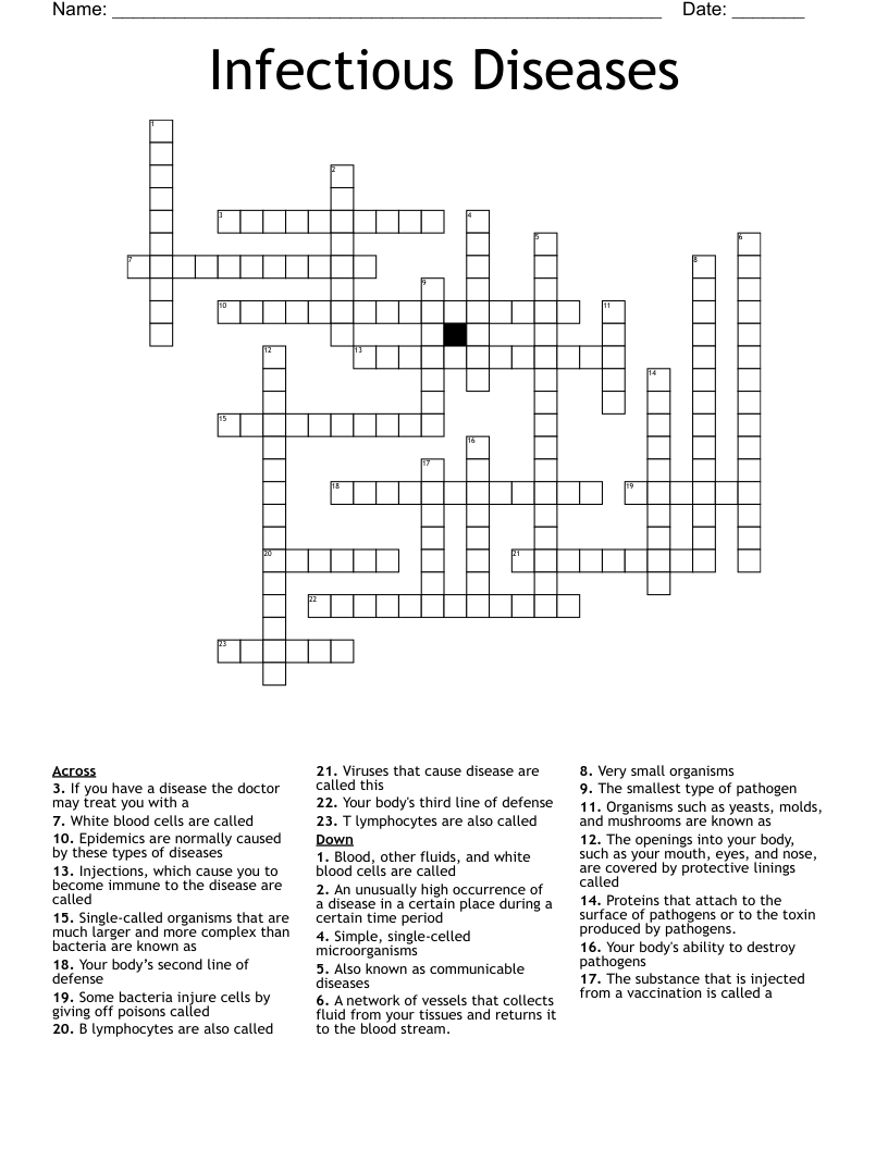 Infectious Diseases Crossword