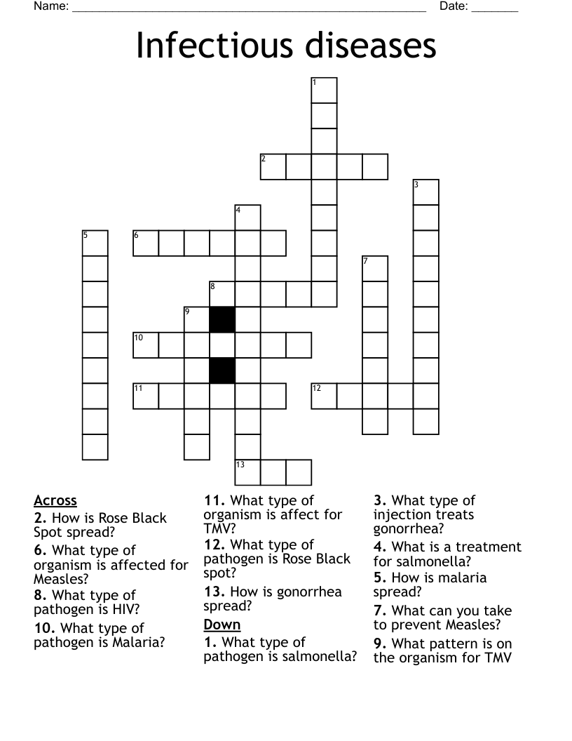 Infectious diseases Crossword