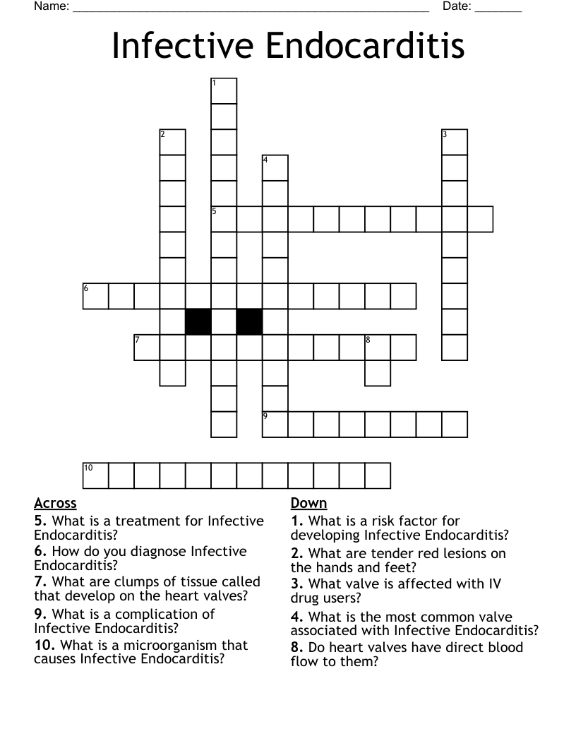 Infective Endocarditis Crossword