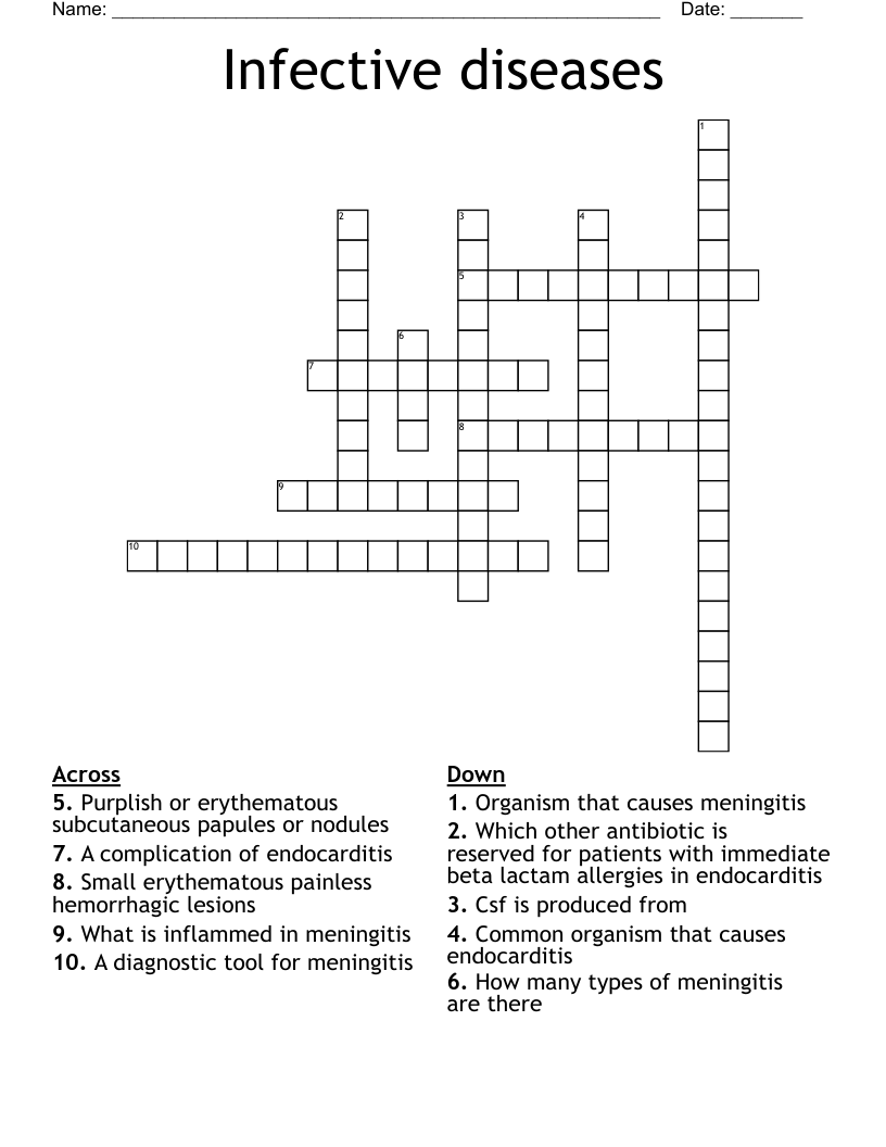Infective diseases Crossword
