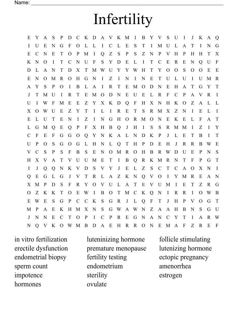 Infertility Word Search