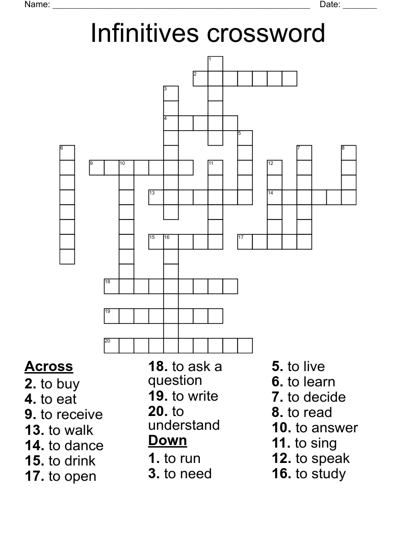 Infinitives crossword 