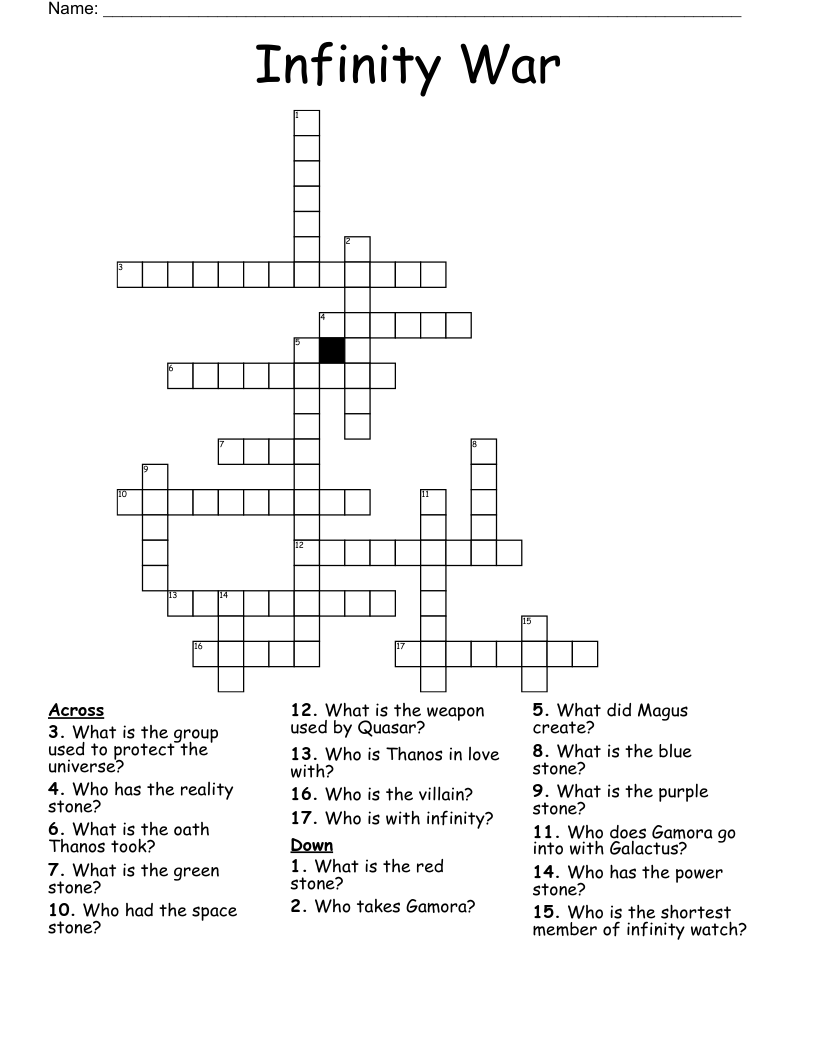 Infinity War Crossword