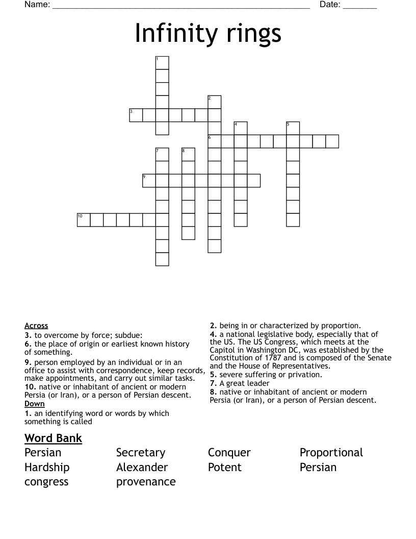 Infinity rings Crossword