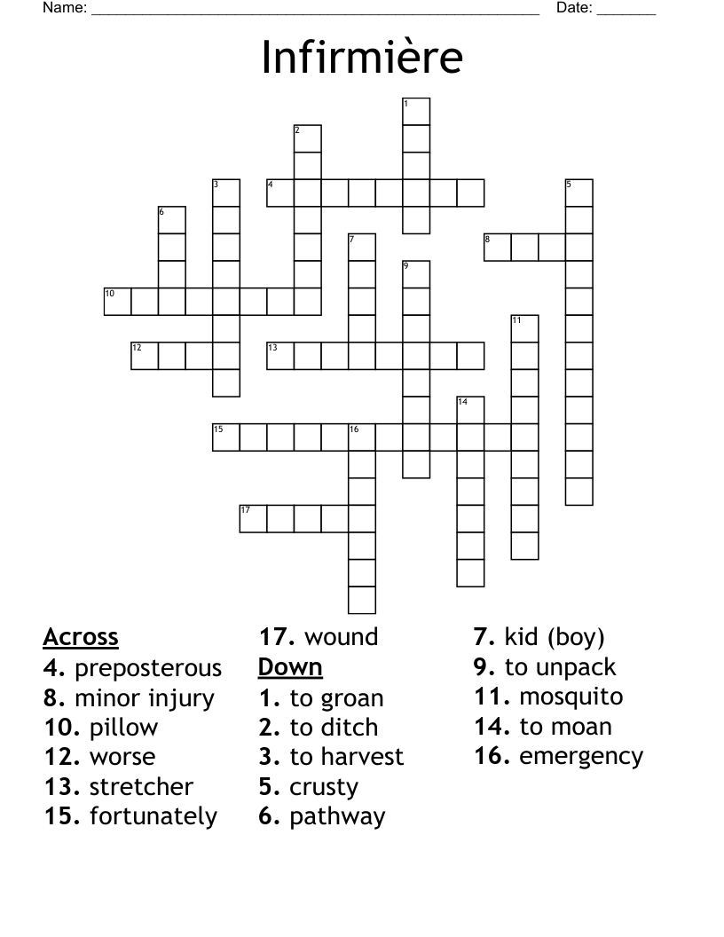 Infirmière Crossword