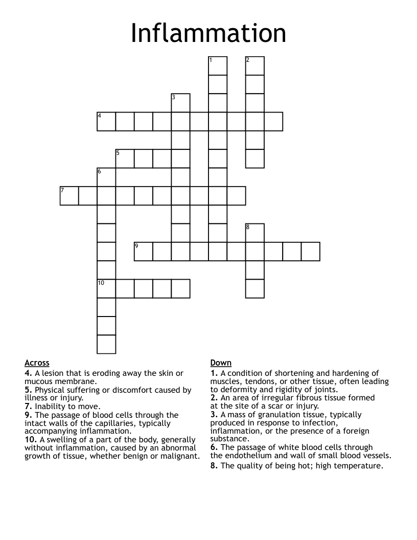 Inflammation Crossword