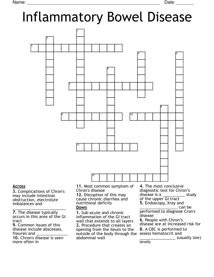 Inflammatory Bowel Disease Crossword
