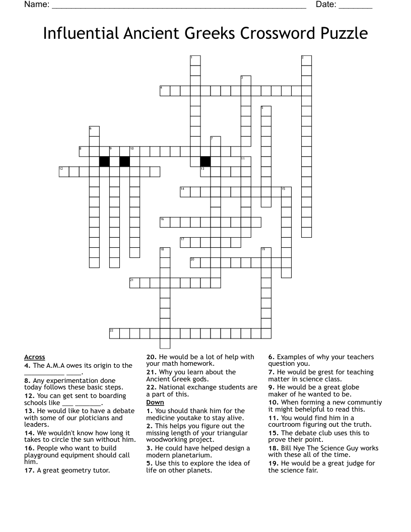 Influential Ancient Greeks Crossword Puzzle