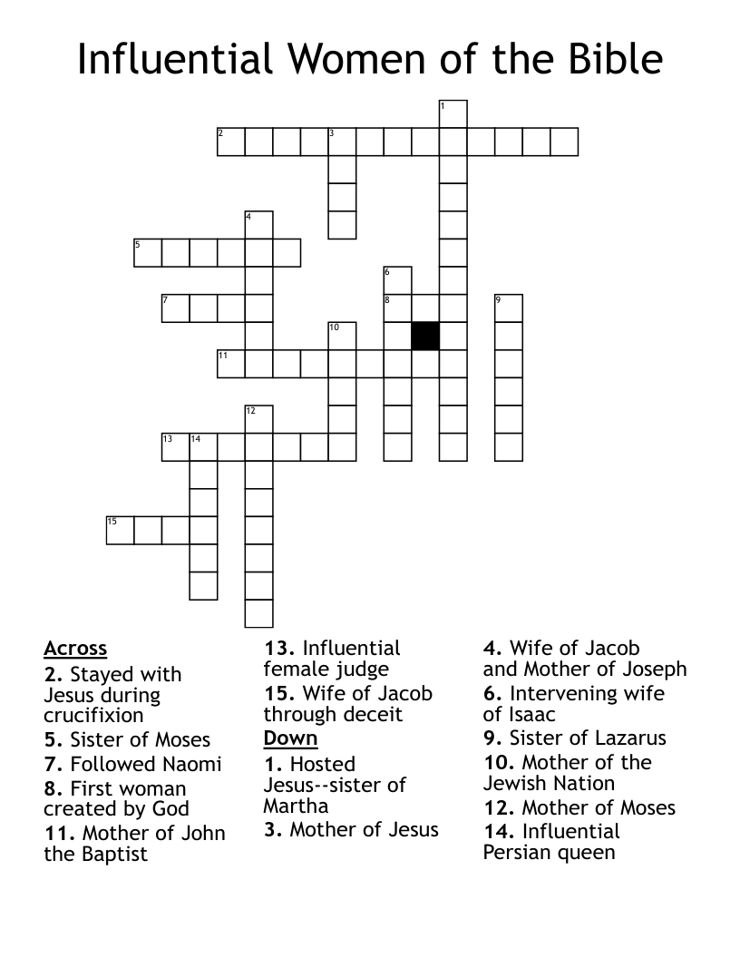 Influential Women of the Bible Crossword