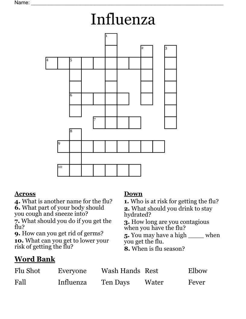 Influenza Crossword