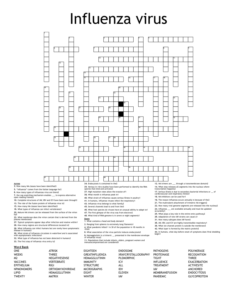 Influenza virus Crossword