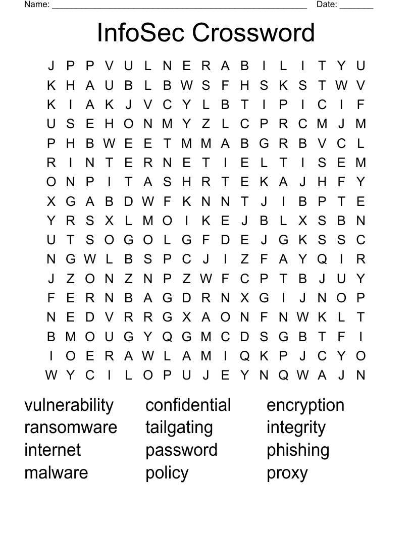 InfoSec Crossword Word Search
