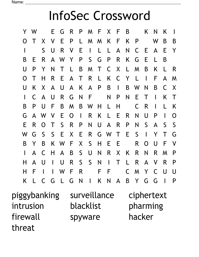 InfoSec Crossword Word Search
