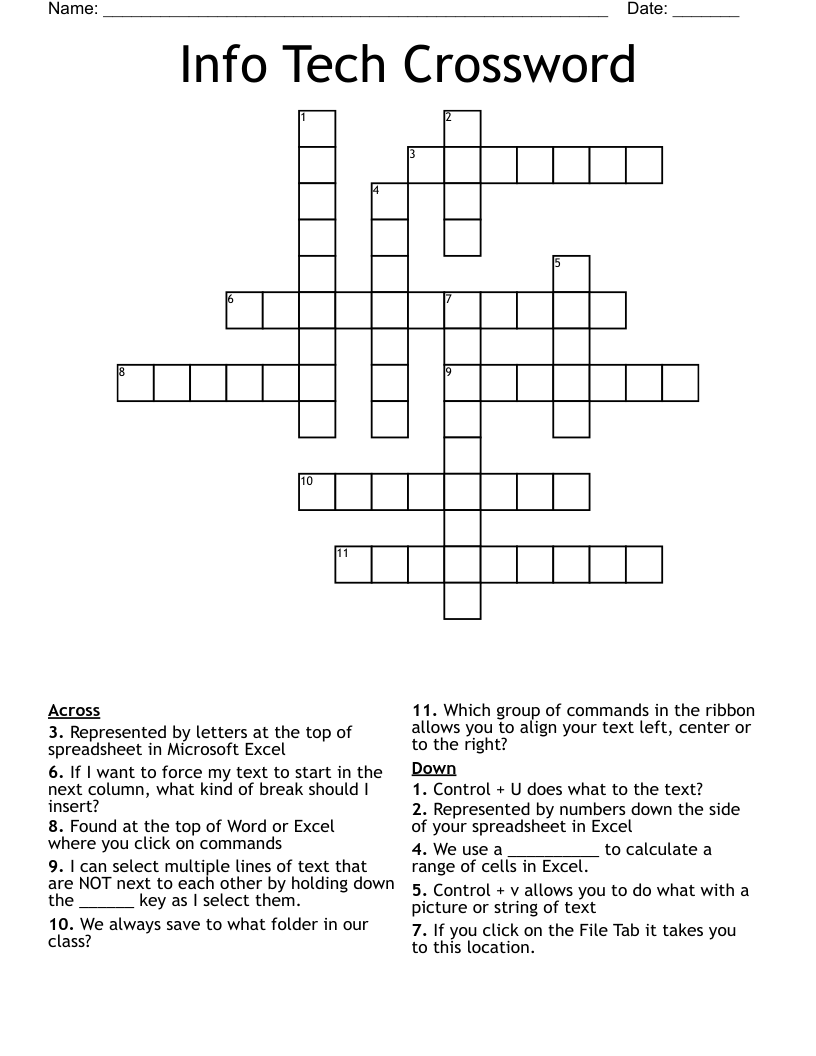 Info Tech Crossword