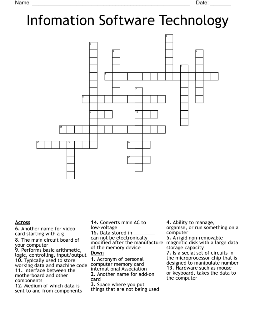 Infomation Software Technology Crossword