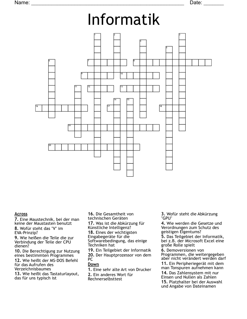 Informatik Crossword