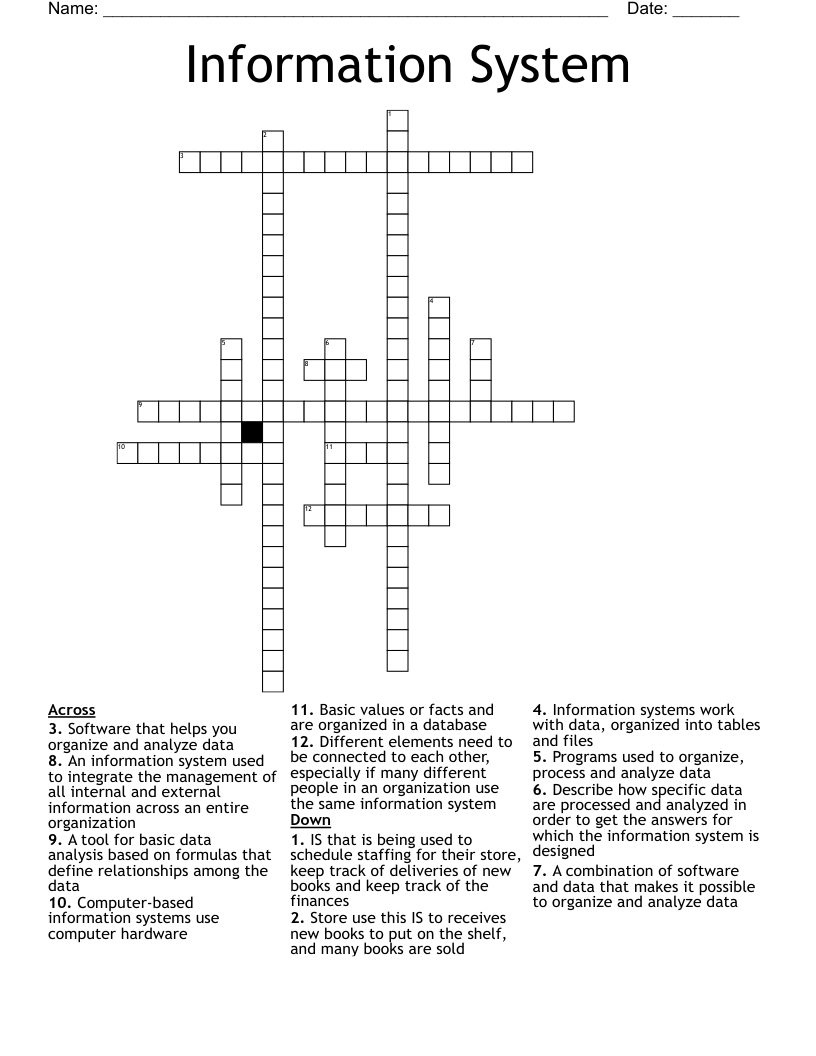 Information System Crossword