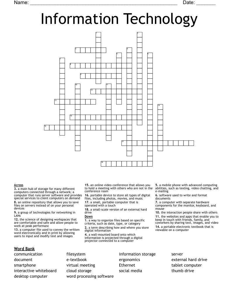 Information Technology Crossword