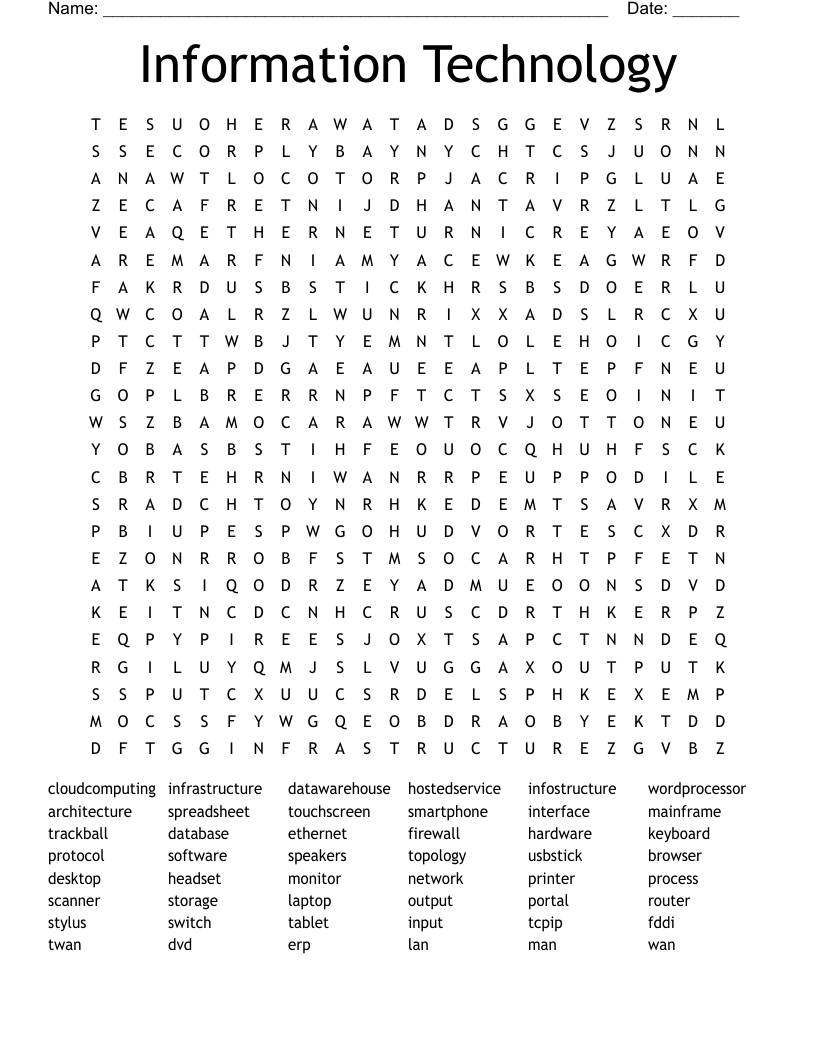 Information Technology Word Search